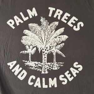 EUC H&M Charcoal Gray Short Sleeve Beach Themed Graphic Tee